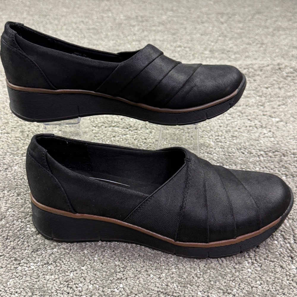 B True by Baretraps Gisela Womens 7M Black Comfort Slip On Wedge Shoes